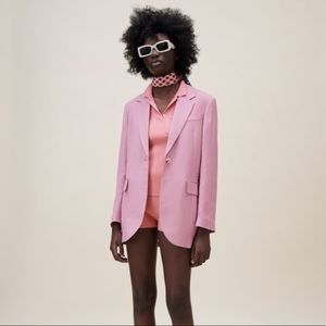 ZARA PINN LINEN BLEND LIMITED EDITION STRAIGHT CUT BLAZER - SIZE M